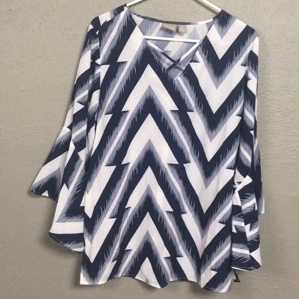 Blue and white tunic